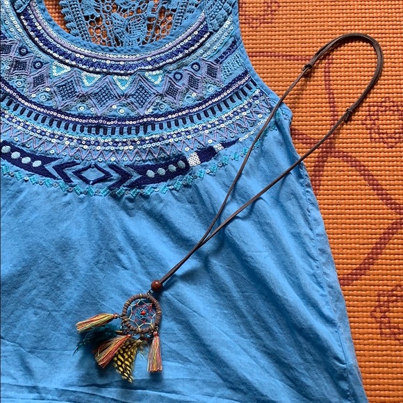 Boho Blouse - blue lacey back embroidery - Picture 5 of 8